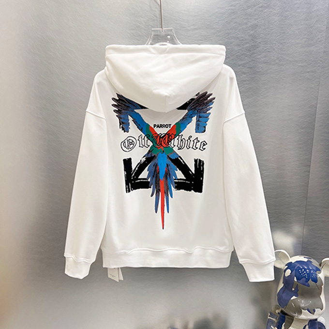 off white colorful parrot arrow hoodie